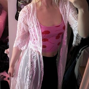 Blue Rain White Lace Robe Intimates Sleepwear